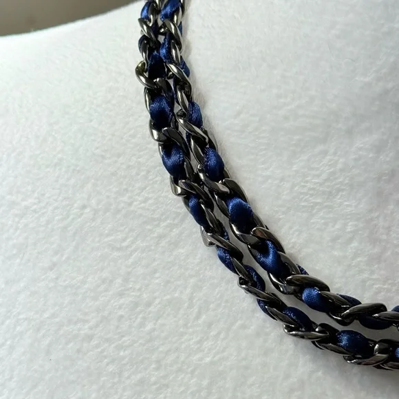 ⚕️18” Healing Hematite Blue Ribbon Woven Chain Necklace by Cookie Lee - Picture 8 of 10